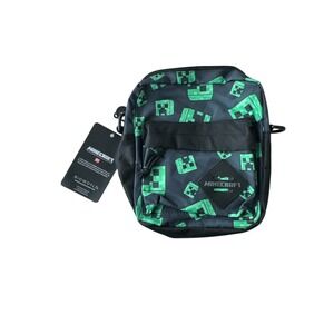 Bioworld Minecraft Creeper All Over Print Crossbody Bag Unisex Front Zip Pocket